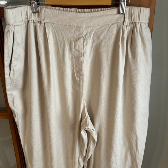 Express Linen Ankle High Rise pants. SZ: Large/ Stone color - Picture 3 of 11